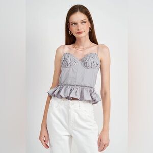 Women's Corset Top - En Saison by Lala Gray Spaghetti Strap Zip Up Size L